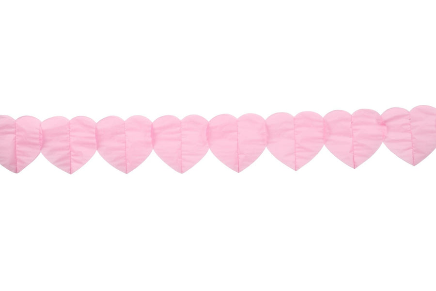 Papieren hartjes slinger - 6 meter - roze