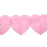 Papieren hartjes slinger - 6 meter - roze