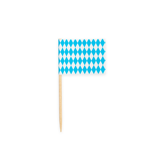Cocktailprikkertjes - 50 stuks - wit/blauw geruit