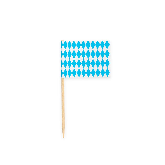 Cocktailprikkertjes - 50 stuks - wit/blauw geruit