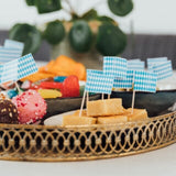 Cocktailprikkertjes - 50 stuks - wit/blauw geruit