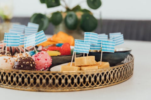 Cocktailprikkertjes - 50 stuks - wit/blauw geruit