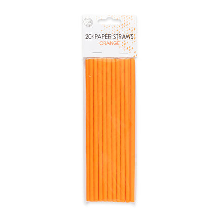 Papieren Rietjes - 20 stuks - 20 cm - oranje