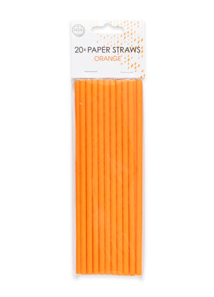 Paper Straws - 20 pieces - 20 cm - orange