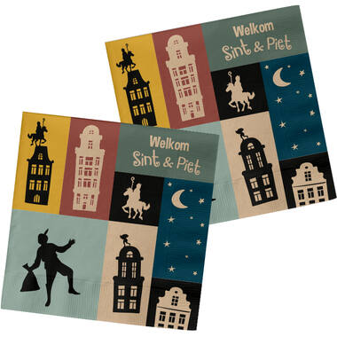 Welkom Sint & Piet - Servetten - 20 stuks - 33 x 33 cm