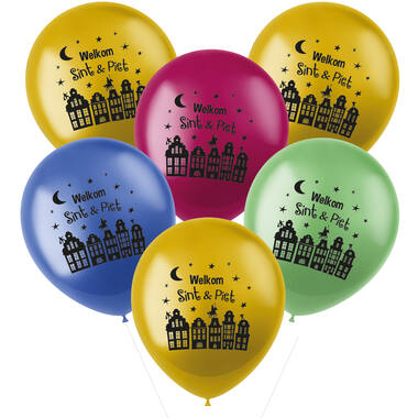 Welkom Sint & Piet - Ballonnen - 6 stuks - meerkleurig