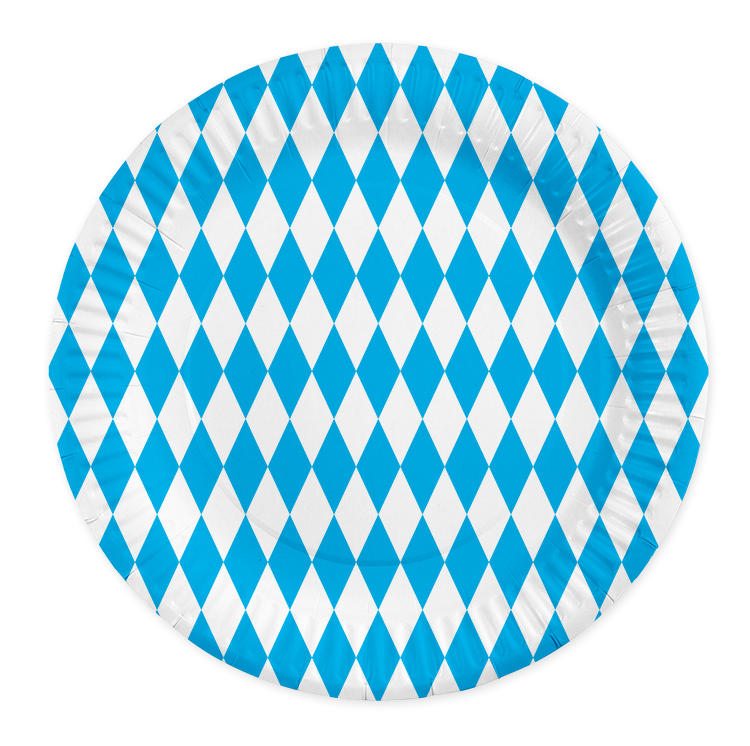 Oktoberfest bordjes - wit / blauw geruit - 8 stuks