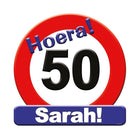 Sarah Huldeschild - 50 x 50 cm - verkeersbord - 50 jaar