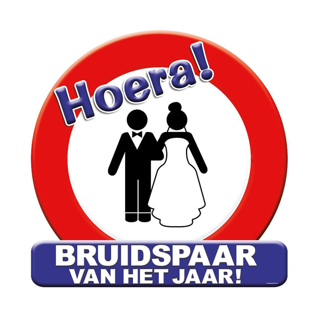 Hulde bruidspaar Huldeschild - 50 x 50 cm - verkeersbord