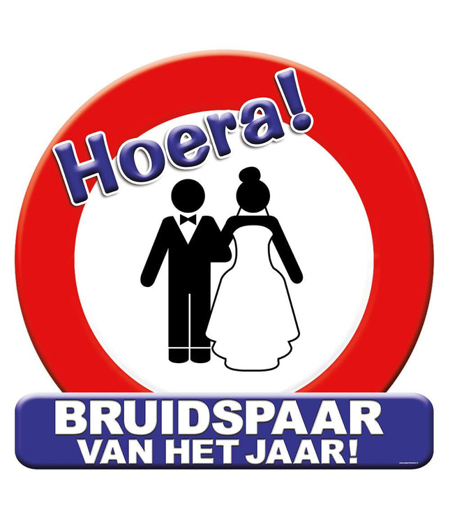Hulde bruidspaar Huldeschild - 50 x 50 cm - verkeersbord