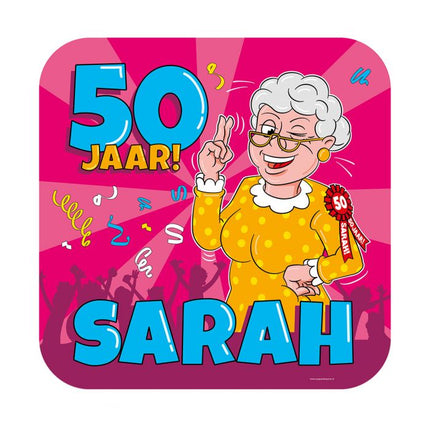 Sarah Huldeschild - 50 x 50 cm - cartoon - 50 jaar