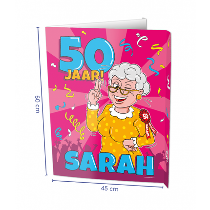 Sarah Raambord - 60 x 45 cm - cartoon - 50 jaar