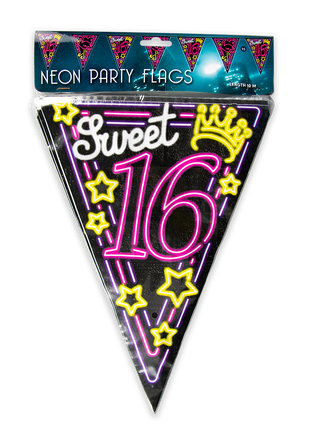 Sweet 16 Bunting - Neon - 10 meters