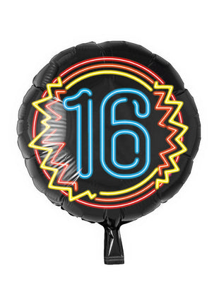 16 jaar Folieballon - 45 cm - Neon