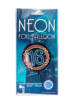 16 jaar Folieballon - 45 cm - Neon