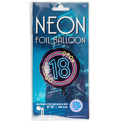 18 jaar Folieballon - 45 cm - Neon