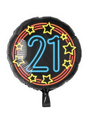 21 jaar Folieballon - 45 cm - Neon