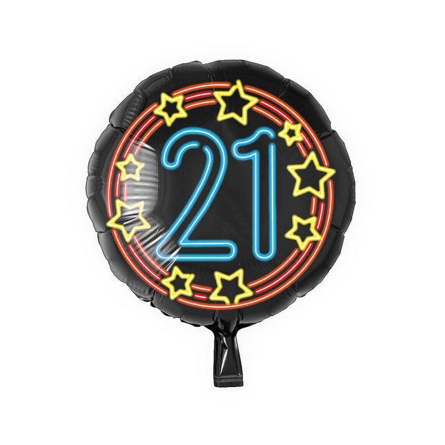 21 jaar Folieballon - 45 cm - Neon