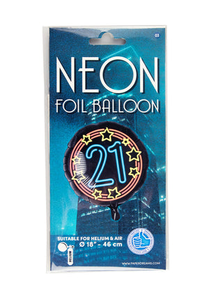 21 jaar Folieballon - 45 cm - Neon