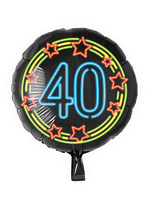 40 jaar Folieballon - 45 cm - Neon