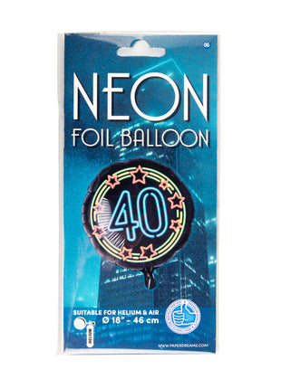 40 jaar Folieballon - 45 cm - Neon