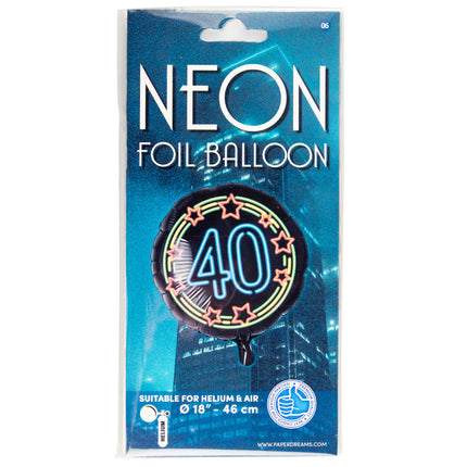 40 jaar Folieballon - 45 cm - Neon