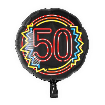 50 jaar Folieballon - 45 cm - Neon