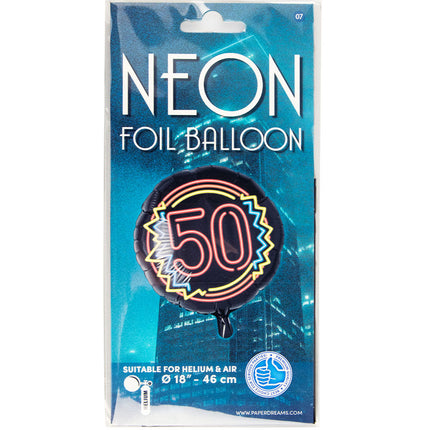 50 jaar Folieballon - 45 cm - Neon