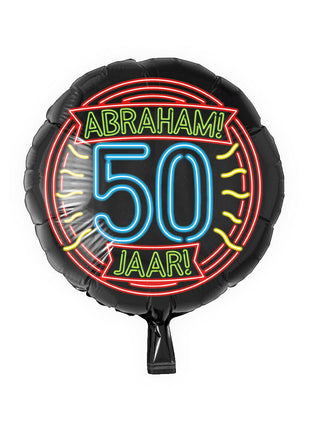 Abraham - Foil balloon - 45 cm - 50 years - Neon