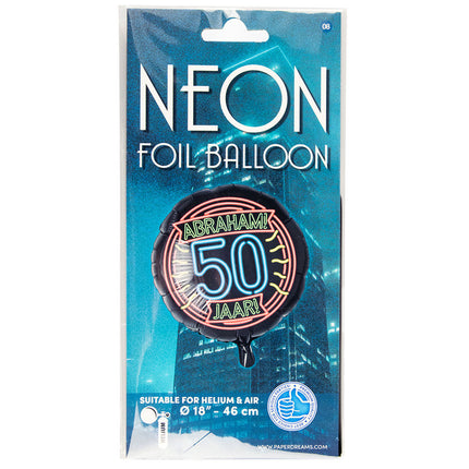 Abraham - Folieballon - 45 cm - 50 jaar - Neon