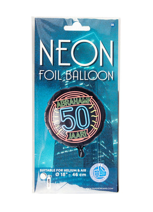 Abraham - Foil balloon - 45 cm - 50 years - Neon