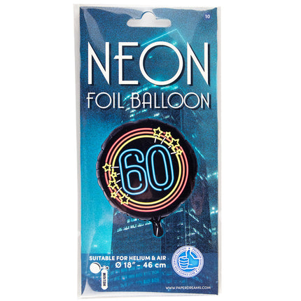60 jaar Folieballon - 45 cm - Neon