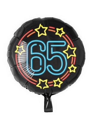 65 Jahre Folienballon - 45 cm - Neon