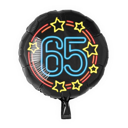 65 jaar Folieballon - 45 cm - Neon