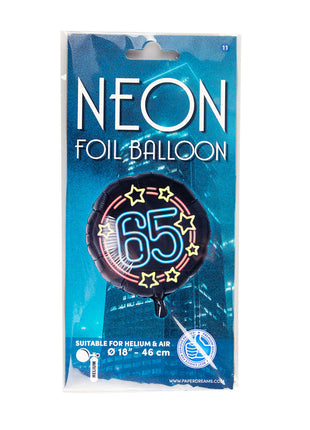 65 Jahre Folienballon - 45 cm - Neon