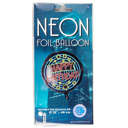 Happy birthday Folieballon - 45 cm - Neon