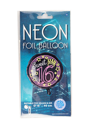 Sweet 16 Folienballon – 45 cm – Neon