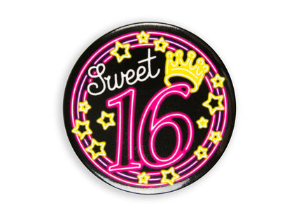 Sweet 16 Button - Neon
