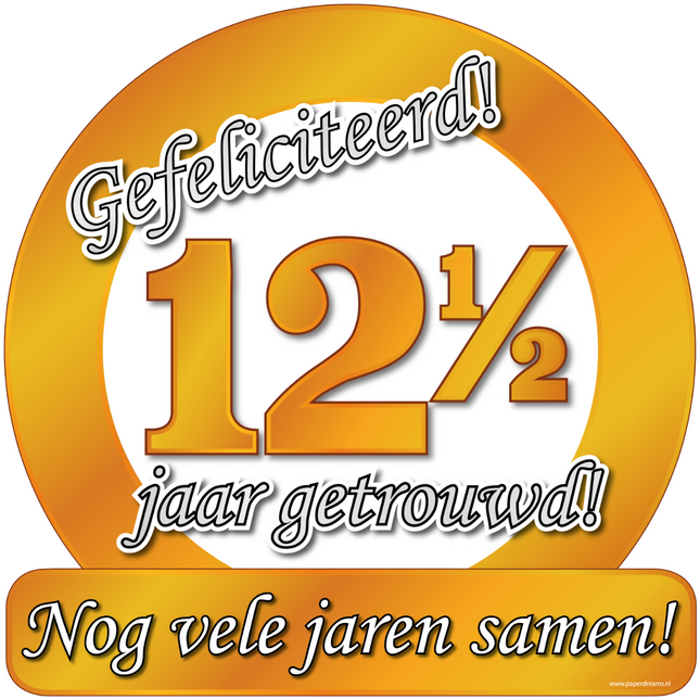 Huldeschild - 50 x 50 cm - 12,5 jaar getrouwd