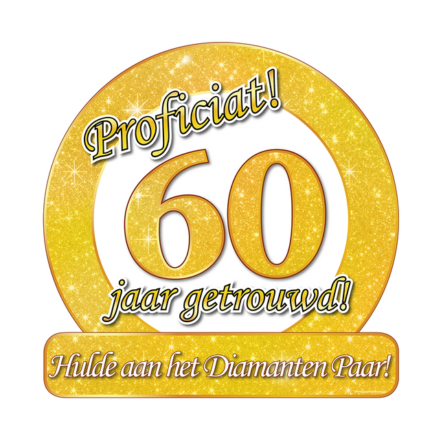 60 jaar getrouwd Huldeschild - 50 x 50 cm