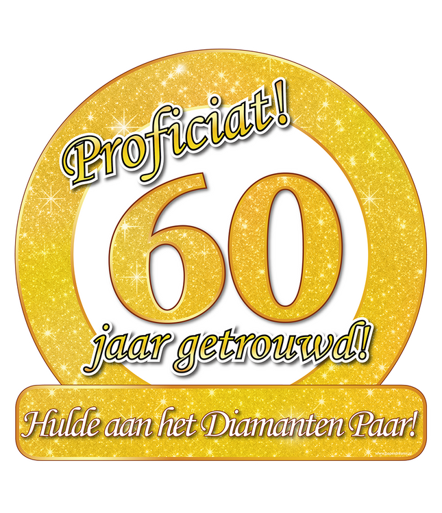 60 jaar getrouwd Huldeschild - 50 x 50 cm