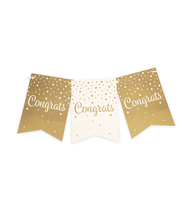 Congrats Vlaggenlijn - 6 meter - goud en wit