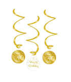 40 jaar Swirl slingers - 3 stuks - goud en wit
