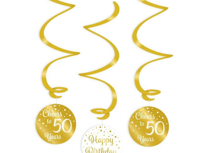 50 jaar Swirl slingers - 3 stuks - goud en wit