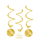 60 jaar Swirl slingers - 3 stuks - goud en wit