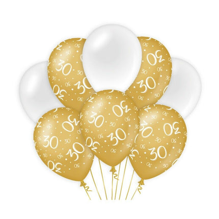30 jaar Ballonnen - goud en wit