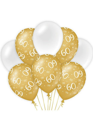 60 Jahre Luftballons - Gold und Weiß