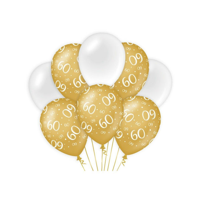 60 jaar Ballonnen - goud en wit