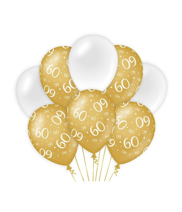 60 jaar Ballonnen - goud en wit