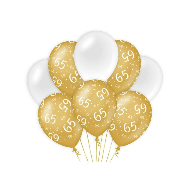 65 jaar Ballonnen - goud en wit
